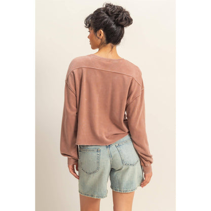 Mineral Washed Sweatshirt With Raw Hem