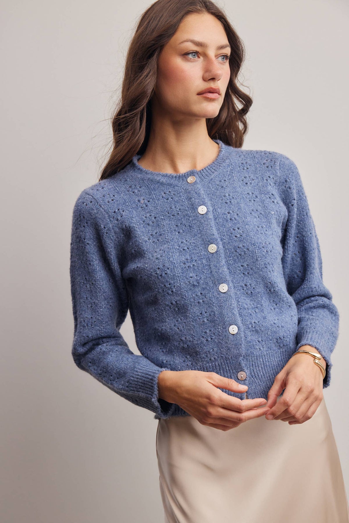 Pointelle Knit Button Cardigan FSW0069