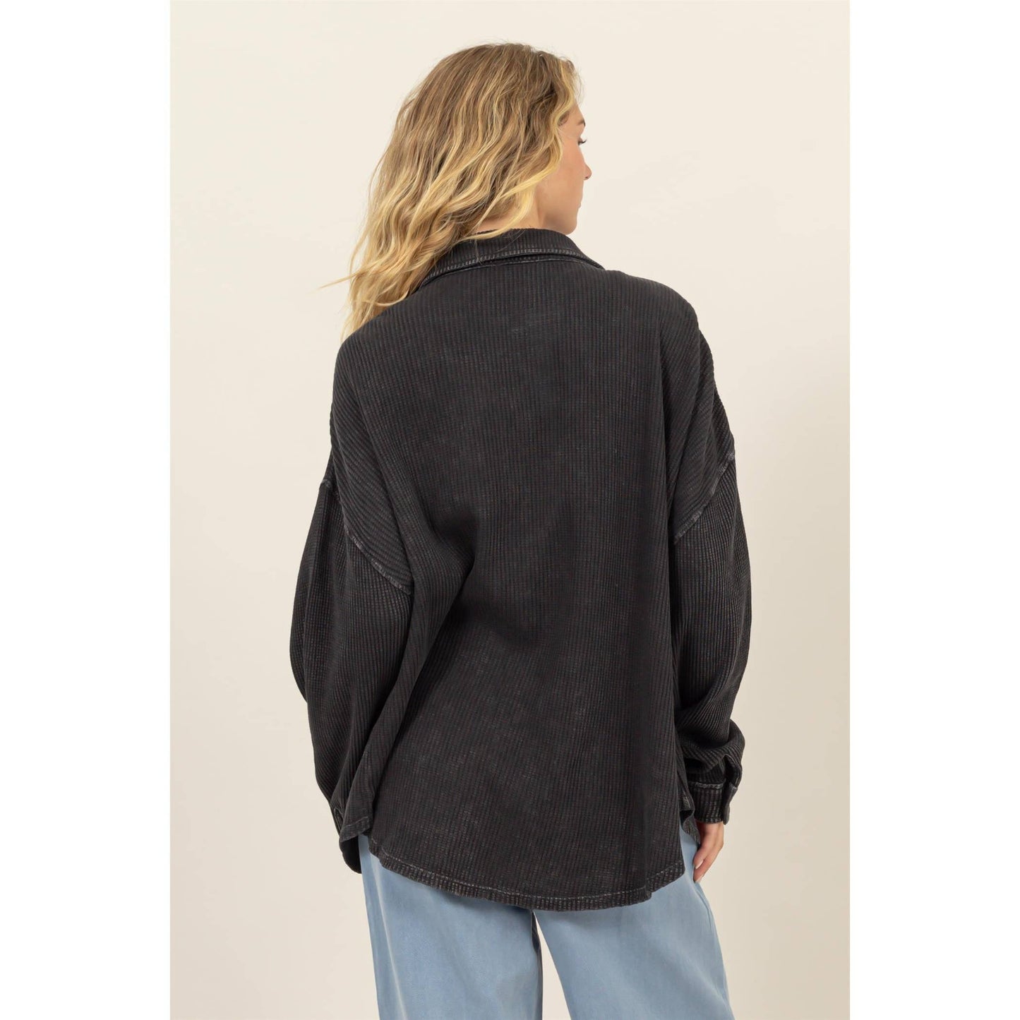 Waffle Oversized Button Up Shacket