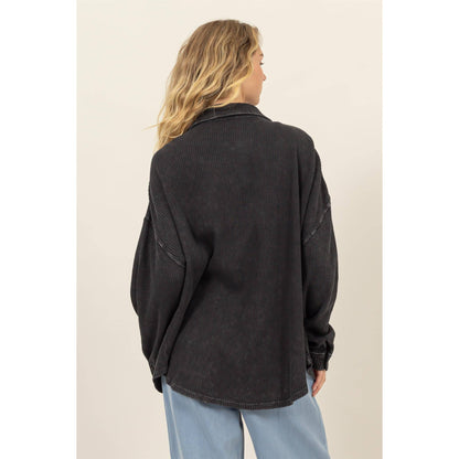 Waffle Oversized Button Up Shacket