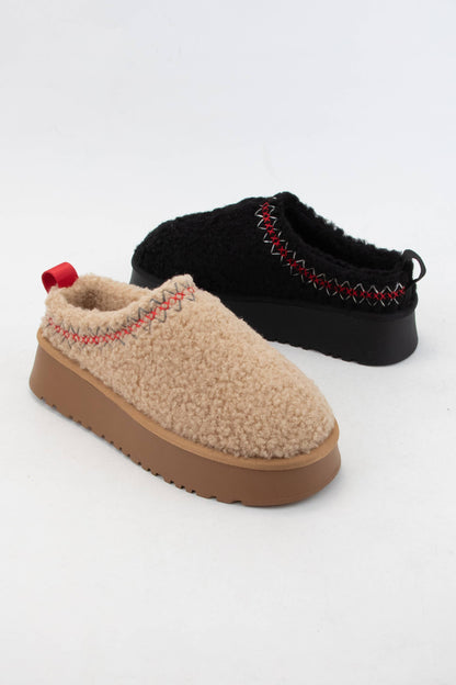 ISAAC BORG FUR PLATFORM SHERPA SLIPPERS