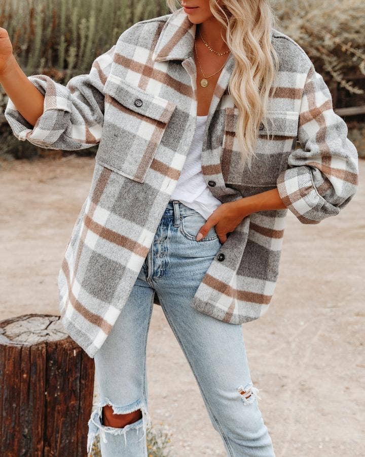 Women's Plaid Button