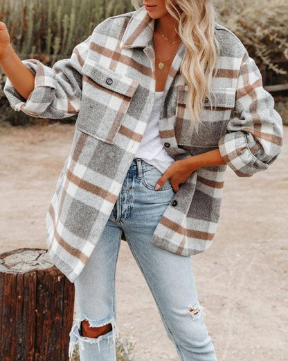 Women's Plaid Button