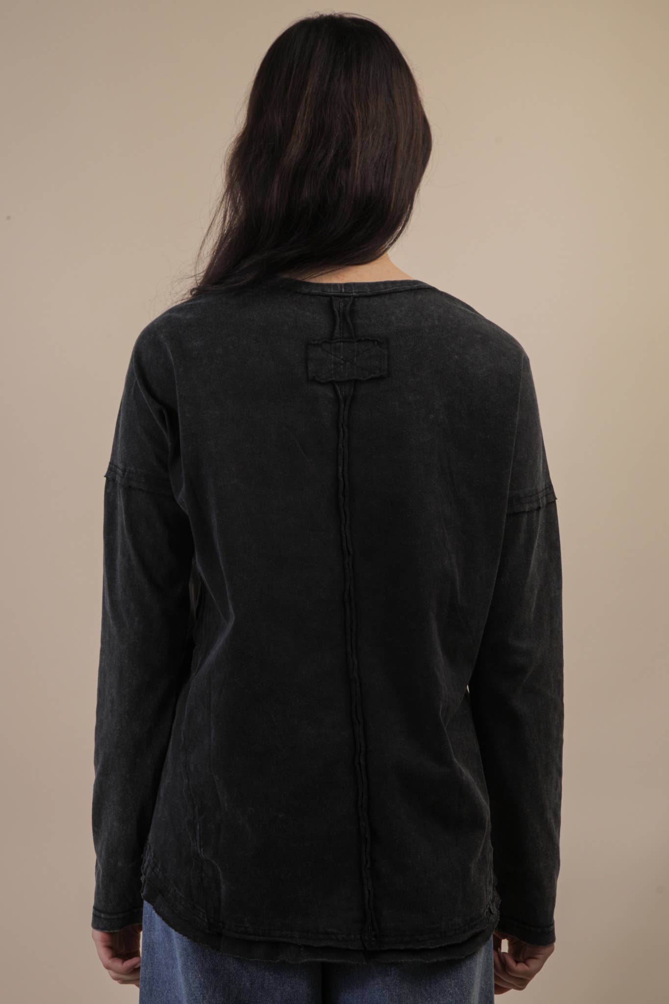 NT11817X-PLUS SIZE Mineral Washed Casual Knit Top