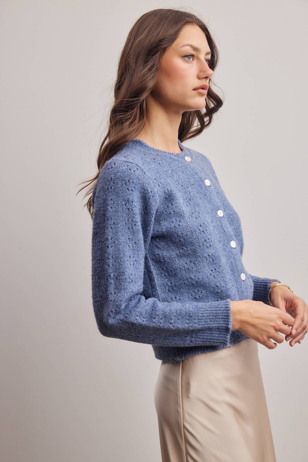 Pointelle Knit Button Cardigan FSW0069