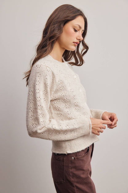 Pointelle Knit Button Cardigan FSW0069
