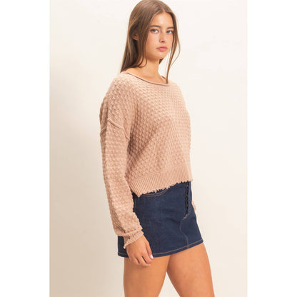 Textured Boat Neck Sweater