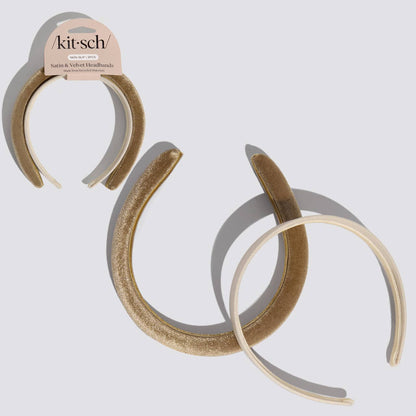 Cream & Camel Satin & Velvet Headbands