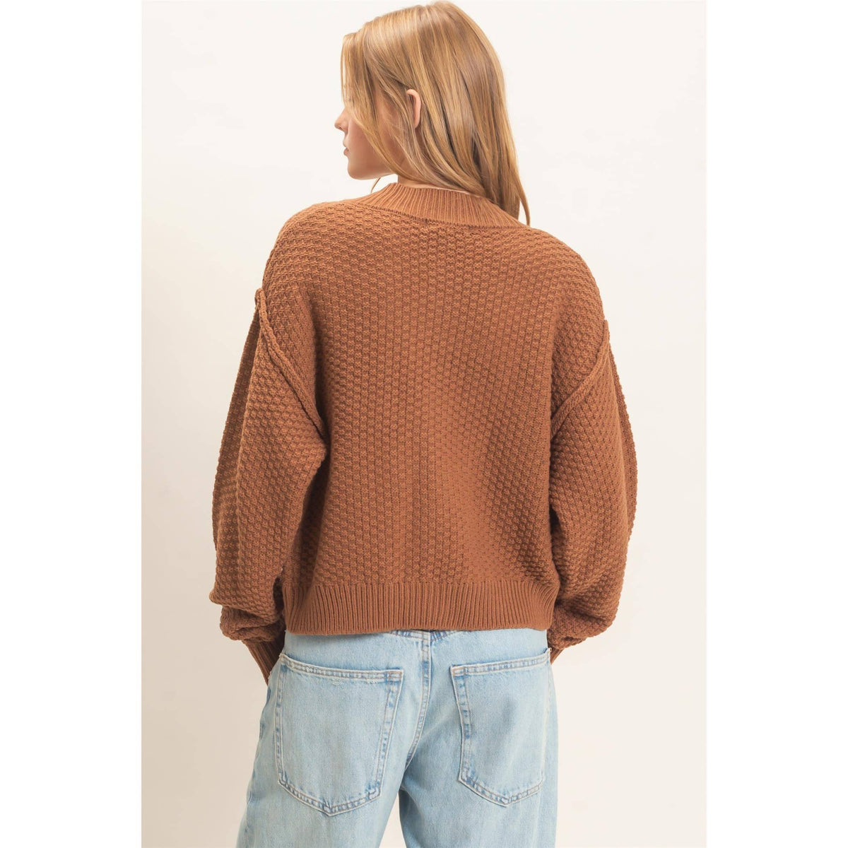 Textured Knit Button-Front Cardigan