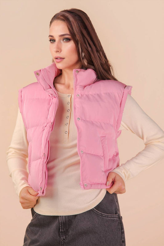 Mock Neck Casual Puffer Vest