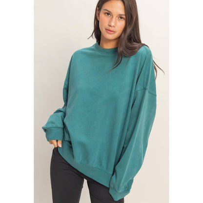 Ribbed Crew Neck Sweatshirt