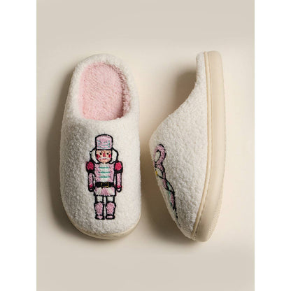 Nutcracker Ornament Fleece Cozy Indoor Slippers
