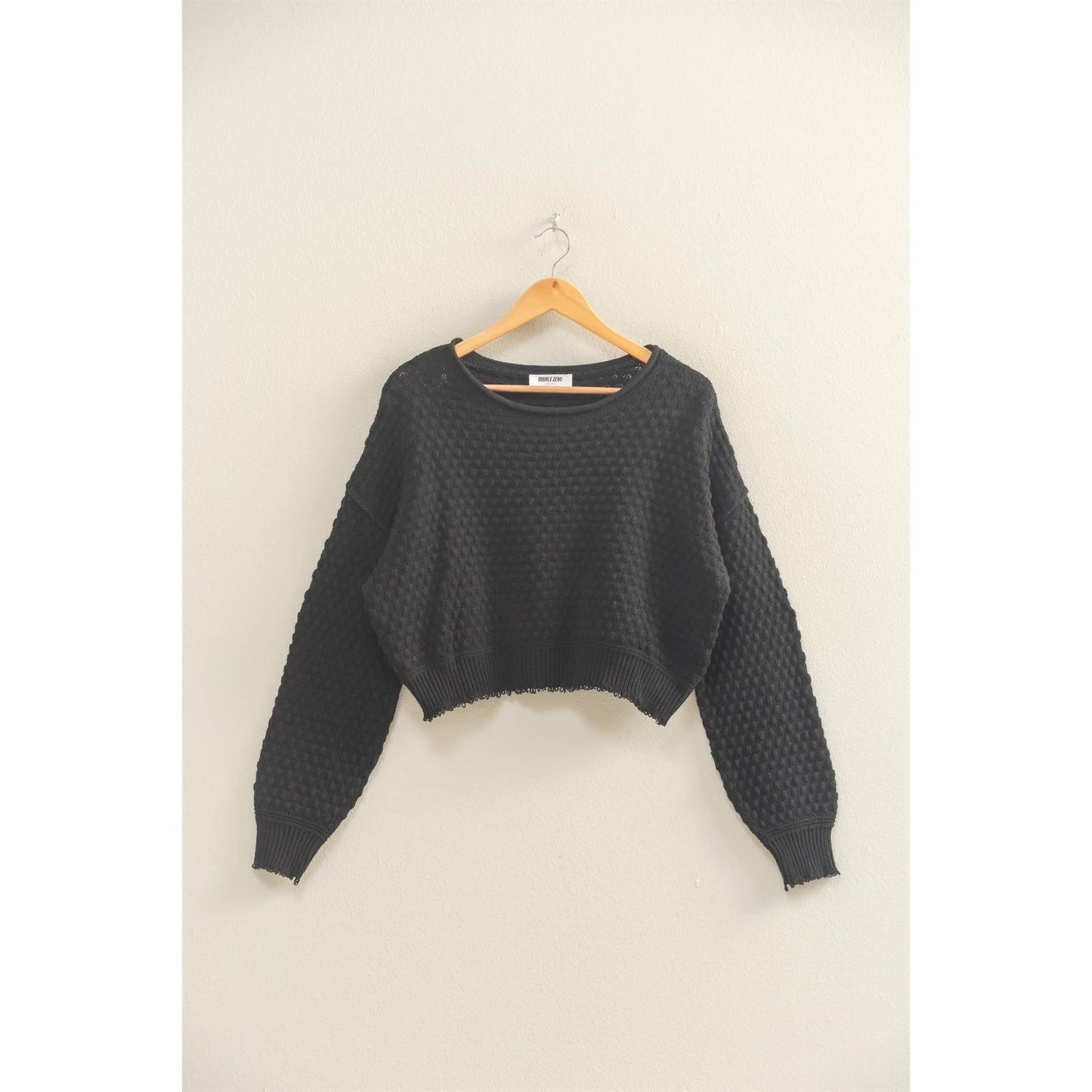 Textured Round Neck Long Sleeve Sweater