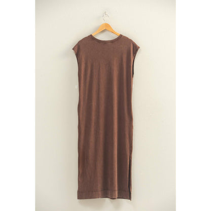 Mineral Wash Cap Sleeve Midi Dress