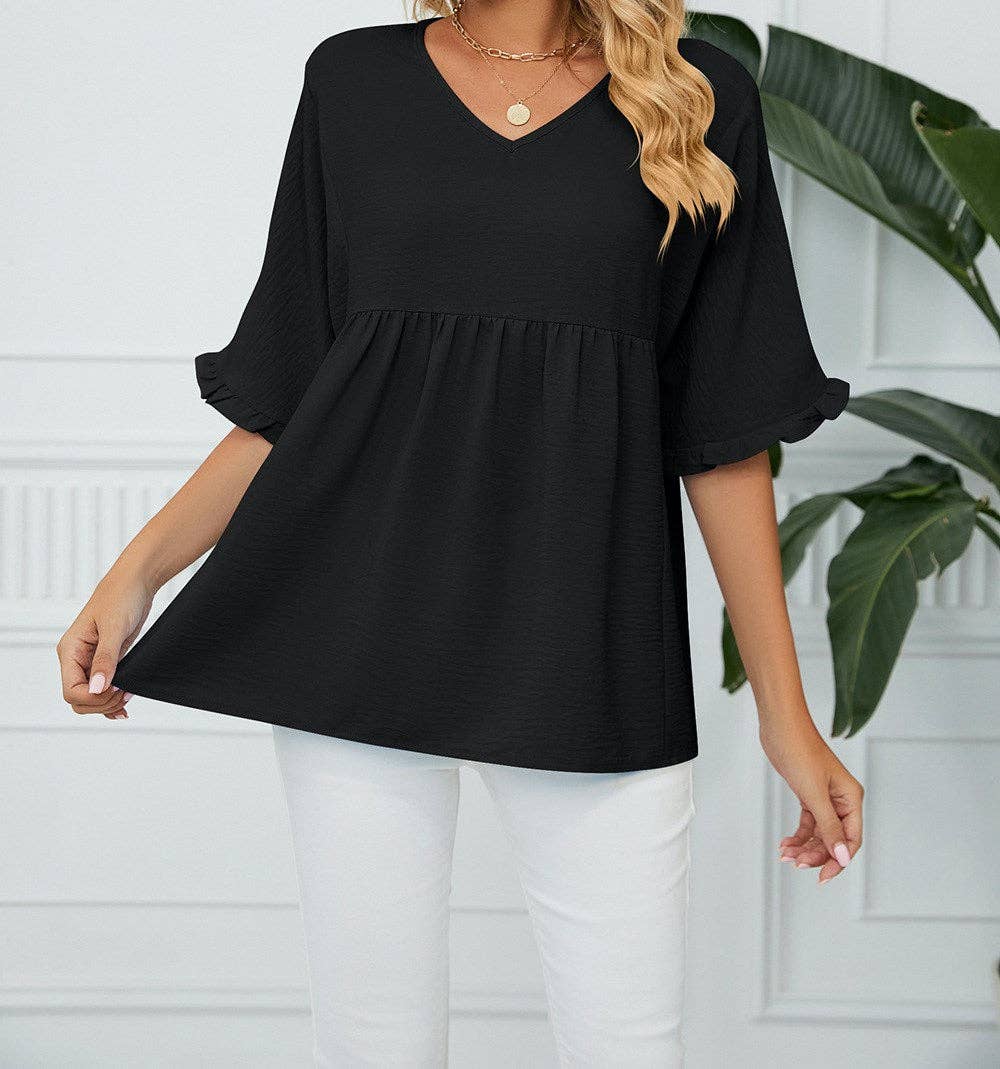 Textured Ruffled Gathered Top