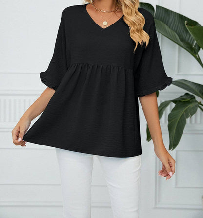 Textured Ruffled Gathered Top