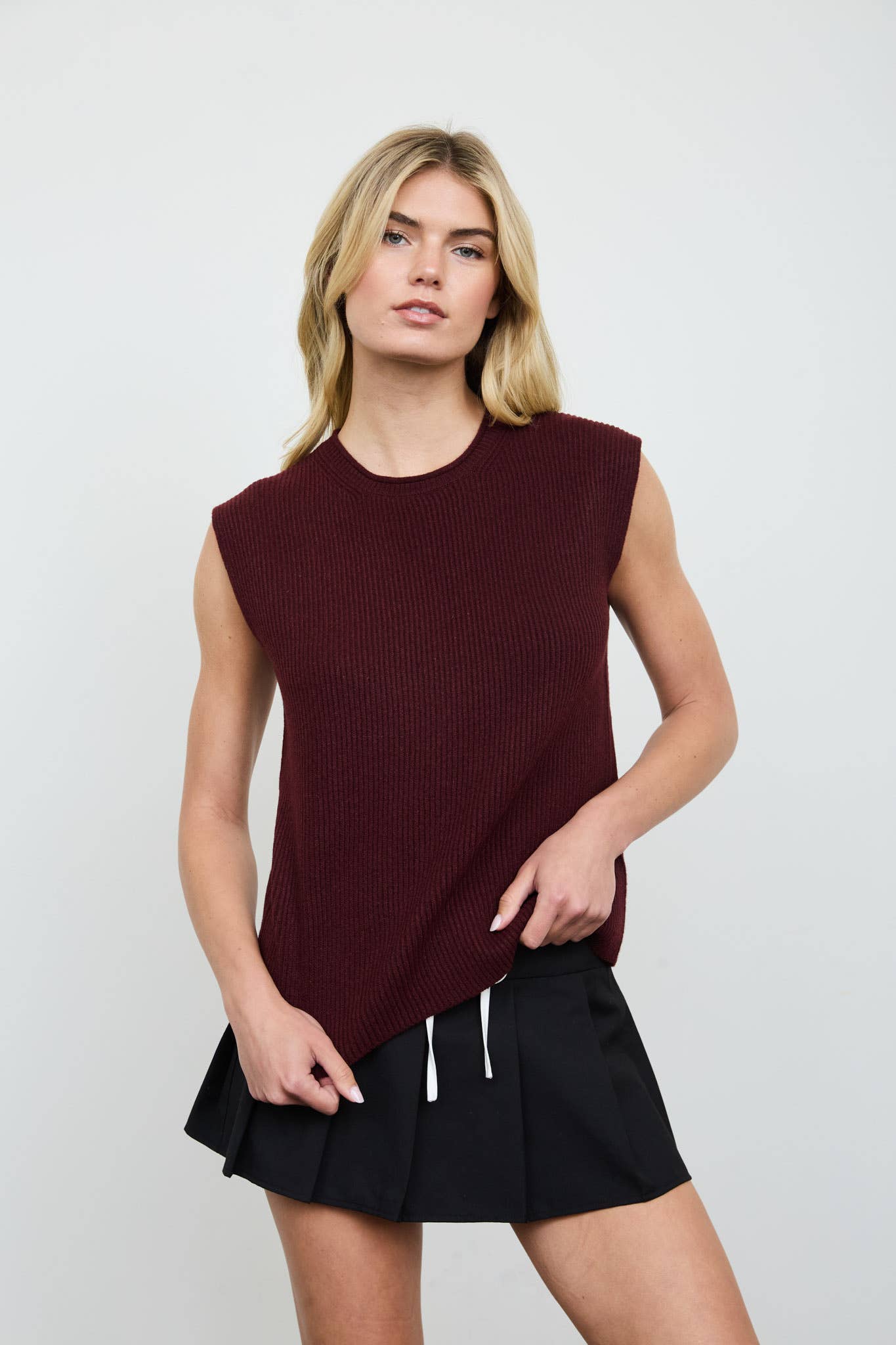 RAW MOCK NECK DOLMAN SLEEVE SWEATER KNIT TOP