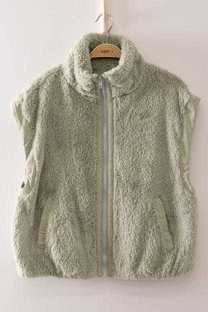 NJ90484-Cozy Sherpa Puffer Vest