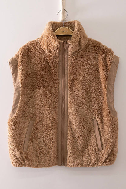 NJ90484-Cozy Sherpa Puffer Vest