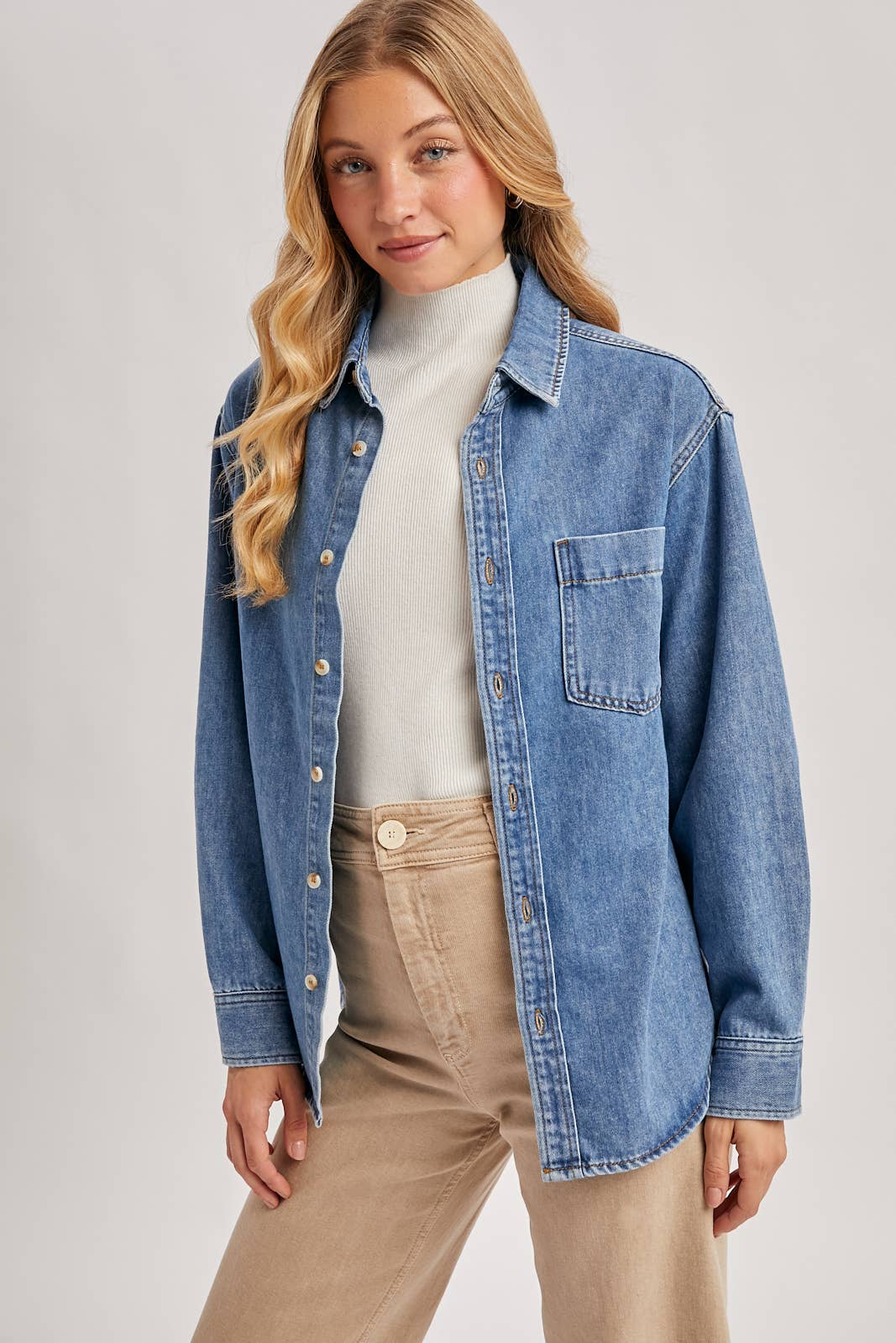 DENIM BUTTON DOWN OVERSIZED SHIRTS