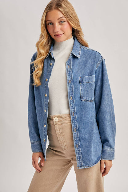 DENIM BUTTON DOWN OVERSIZED SHIRTS