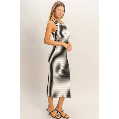 Striped Ribbed Tank Dress