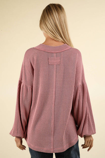 Otto Ribbed V-Neck Oversized Knit Top