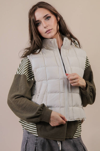 Solid & Leopard Puffer Padded Warm Vest