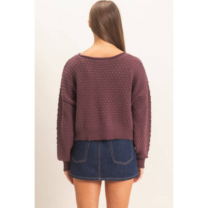 Textured Boat Neck Sweater