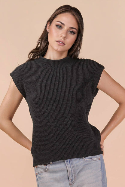 12W3112N-Oversized Soft Knit Sweater Vest Top