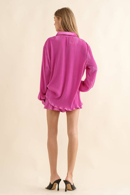 Accordian Blouse Short Lounge Set