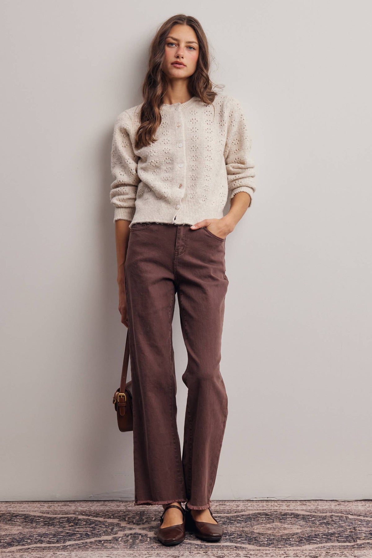 Pointelle Knit Button Cardigan FSW0069