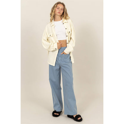 Waffle Oversized Button Up Shacket