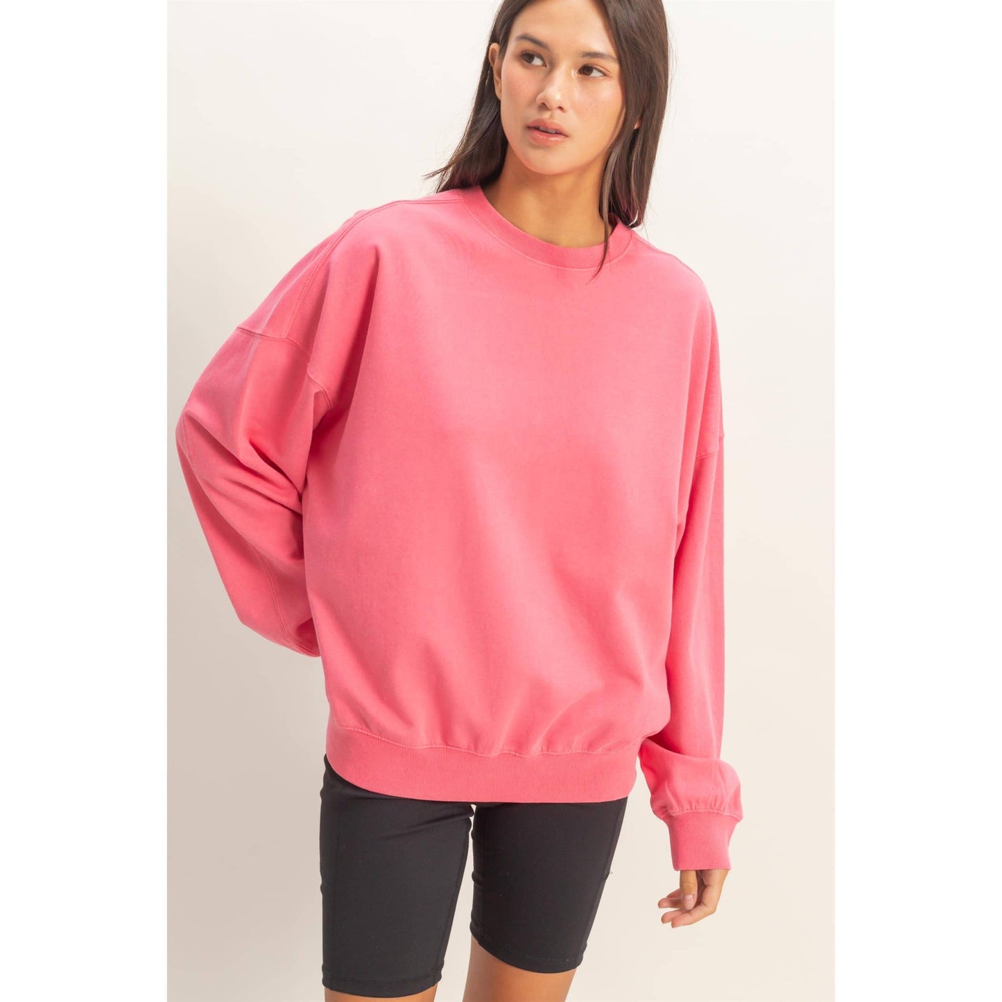 Ribbed Crew Neck Sweatshirt