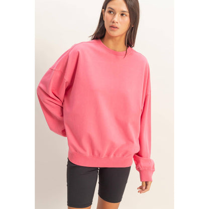 Ribbed Crew Neck Sweatshirt