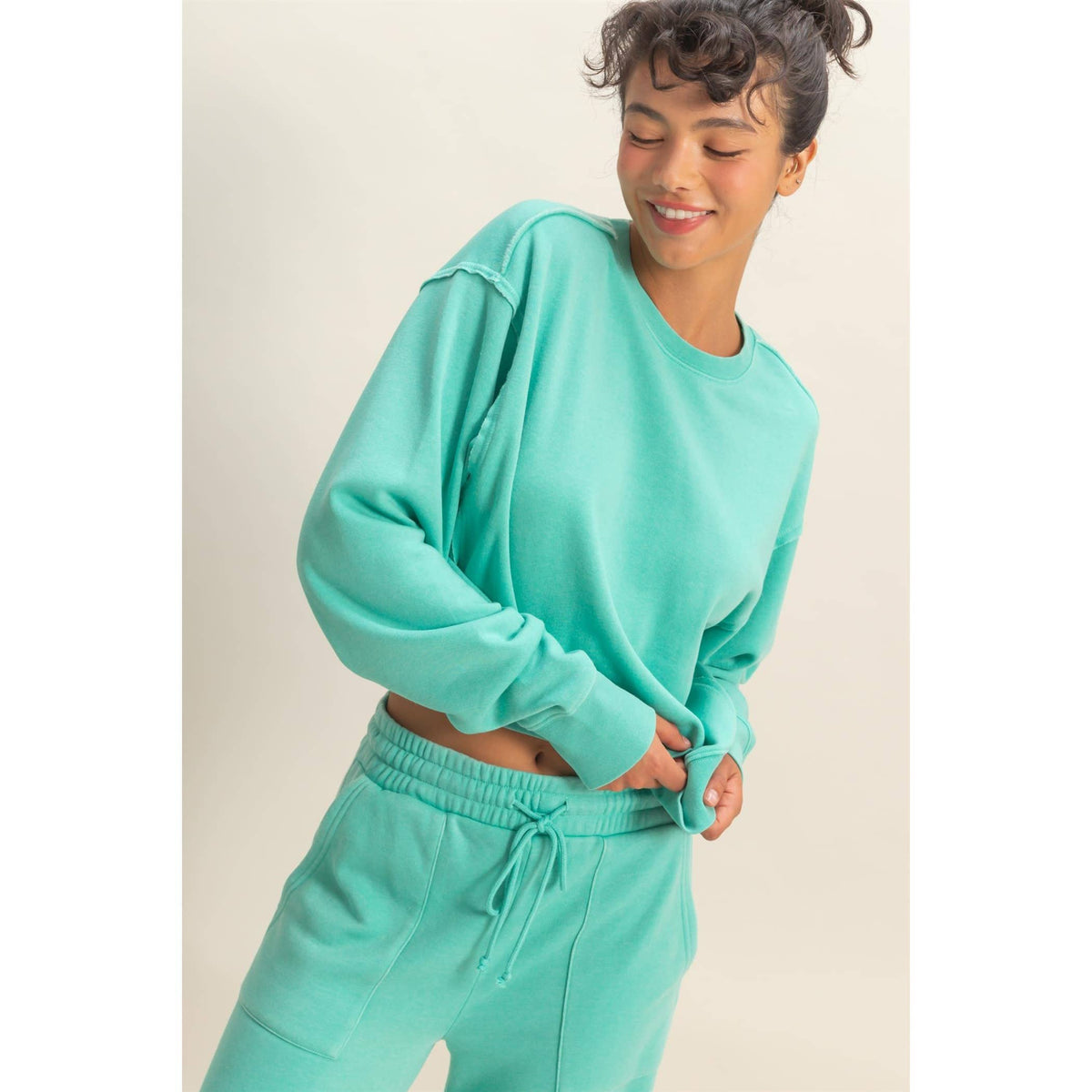 Raw Edge Detail Burnout Sweatshirt