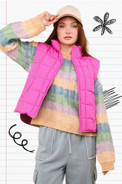 pink Puffer Padded Warm Vest