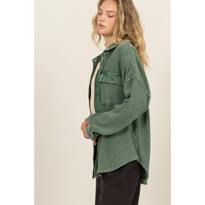 Waffle Oversized Button Up Shacket