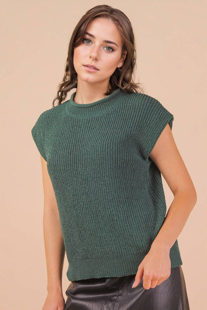 12W3112N-Oversized Soft Knit Sweater Vest Top