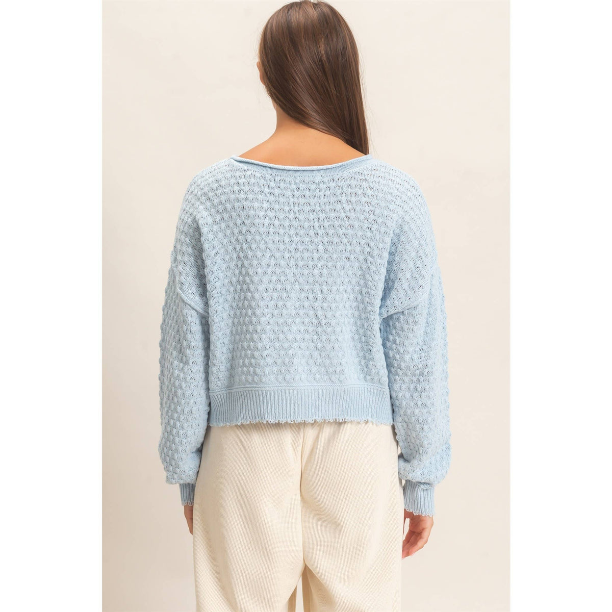 Textured Boat Neck Sweater