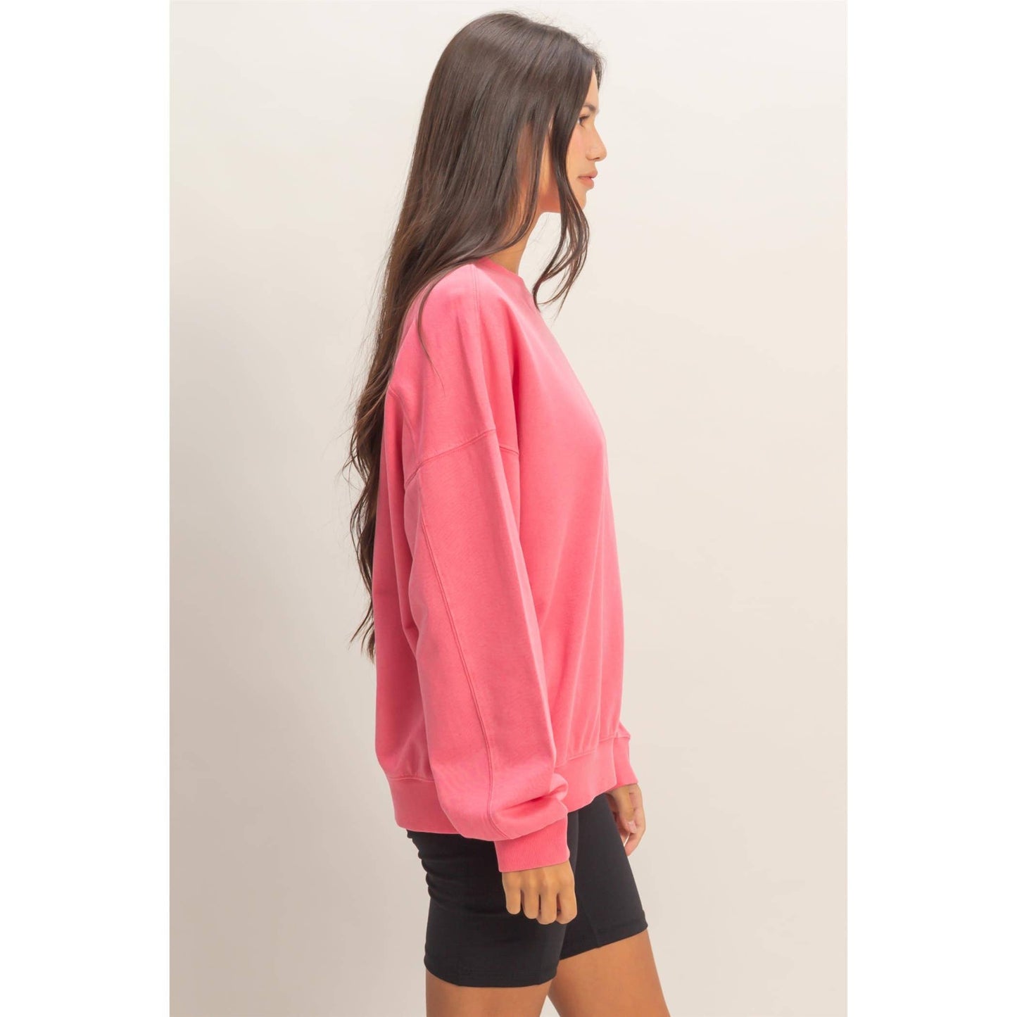 Ribbed Crew Neck Sweatshirt