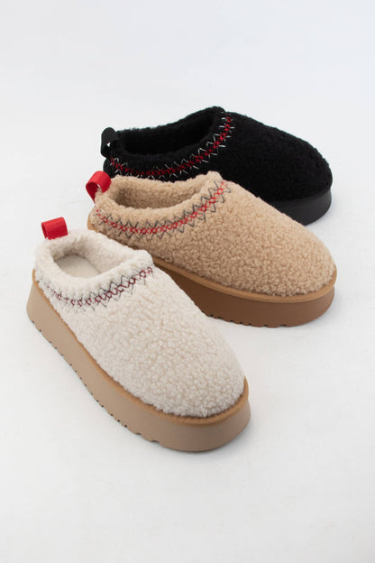 ISAAC BORG FUR PLATFORM SHERPA SLIPPERS