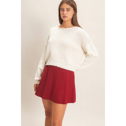 Textured Boat Neck Sweater