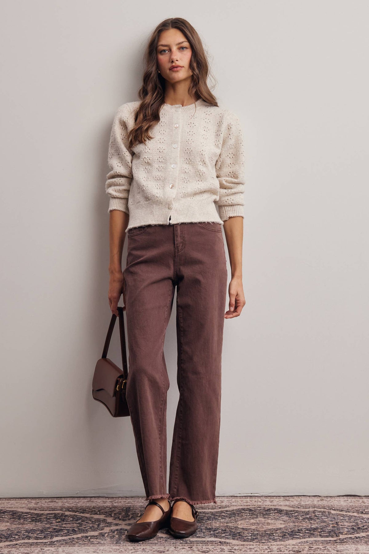 Pointelle Knit Button Cardigan FSW0069