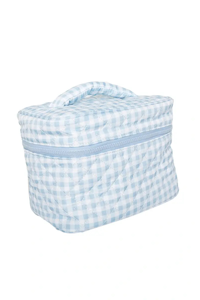 Light Blue Plaid Make Up Bag
