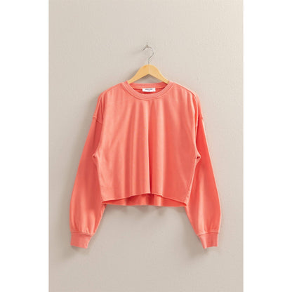 Mineral Washed Sweatshirt With Raw Hem