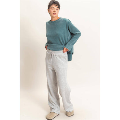 Oversized Mineral Washed Waffle Knit Top