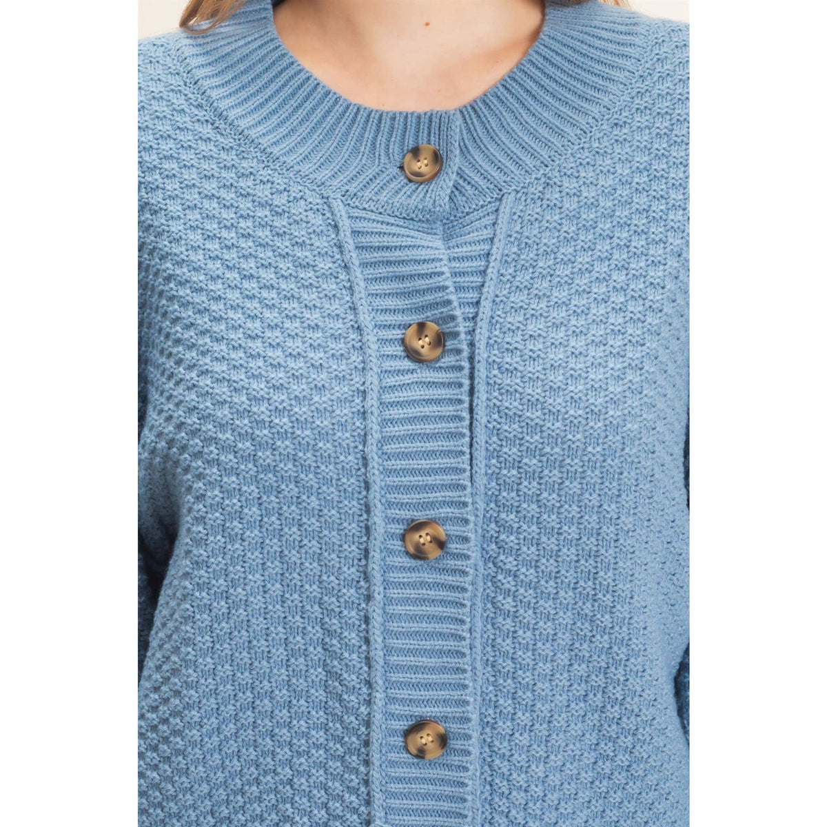 Textured Knit Button-Front Cardigan