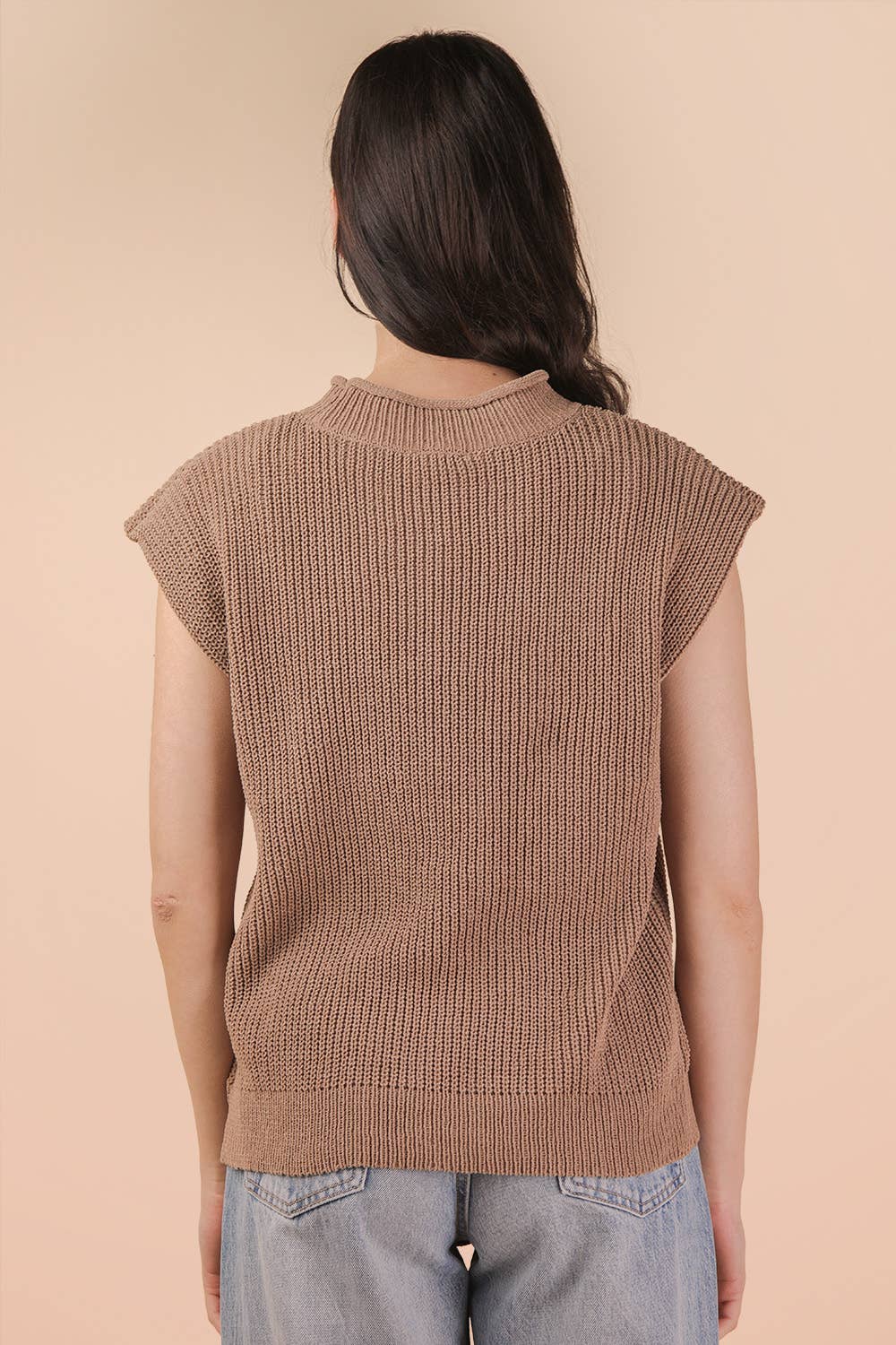12W3112N-Oversized Soft Knit Sweater Vest Top