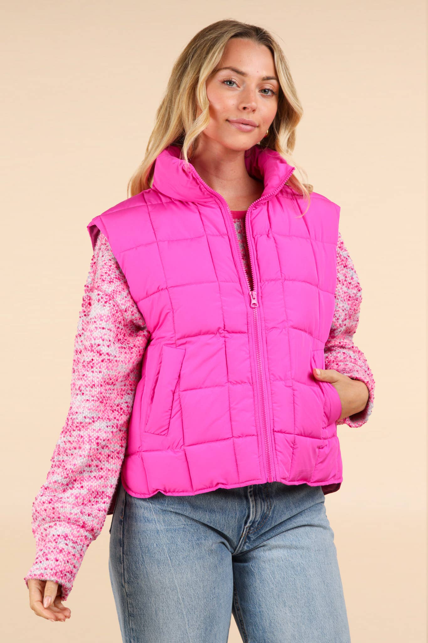 pink Puffer Padded Warm Vest